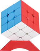 D ETERNAL Cube 3x3 Cube High Speed Stickerless Magic Puzzle Game Toy 3 by 3 with Cube Stand,Multicolor