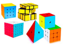 D ETERNAL Speed Cube Combo Puzzle Set - 2X2, 3x3, 4x4, 5x5, Mirror and Pyraminx Pyramid Triangle Puzzle