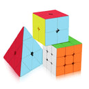 D ETERNAL Cube Combo of 2X2 3x3 and Pyraminx Pyramid Triangle High Speed Stickerless Cube