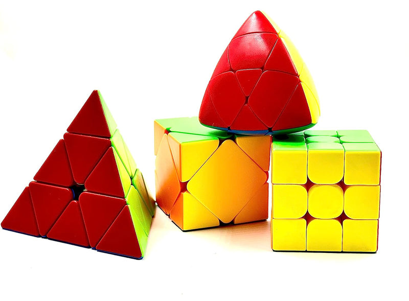 D ETERNAL Cube Set of 3x3x3,Pyraminx Triangle Mastermorphix and Skewb Stickerless Combo Cubes Puzzles Game Toy