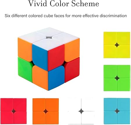 D ETERNAL 2x2 Stickerless Cube Beginner Speedcube for Kids & Adults with Cube Stand and Protecting Pouch Bag Cube Combo Set (2x2+Stand+Bag)