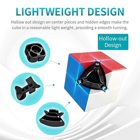 D ETERNAL 2x2 Stickerless Cube Beginner Speedcube for Kids & Adults with Cube Stand and Protecting Pouch Bag Cube Combo Set (2x2+Stand+Bag)