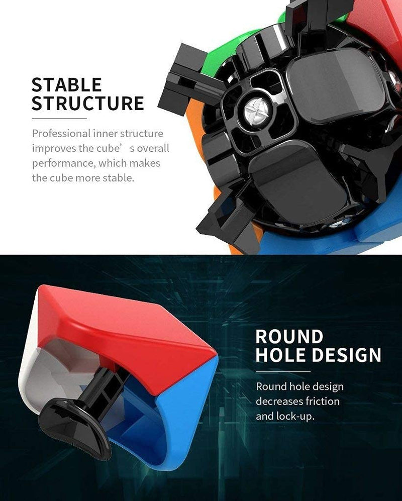 D ETERNAL 2x2 Stickerless Cube Beginner Speedcube for Kids & Adults with Cube Stand and Protecting Pouch Bag Cube Combo Set (2x2+Stand+Bag)