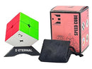 D ETERNAL 2x2 Stickerless Cube Beginner Speedcube for Kids & Adults with Cube Stand and Protecting Pouch Bag Cube Combo Set (2x2+Stand+Bag)