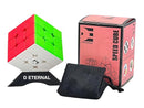 D ETERNAL 3x3 Stickerless Speedcube for Kids & Adults | Beginner Set With Cube Stand and Protecting Pouch Bag Combo (3x3+Stand+Bag)