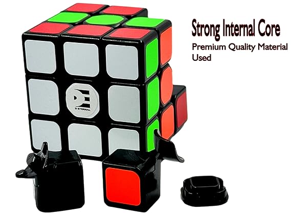 D ETERNAL 3x3 Speed Cube for Beginner & Professional Speedcube for Kids & Adults with Cube Stand and Protecting Pouch Bag Cube Combo Set (3x3+Stand+Bag) (Cube with Stand & Bag)