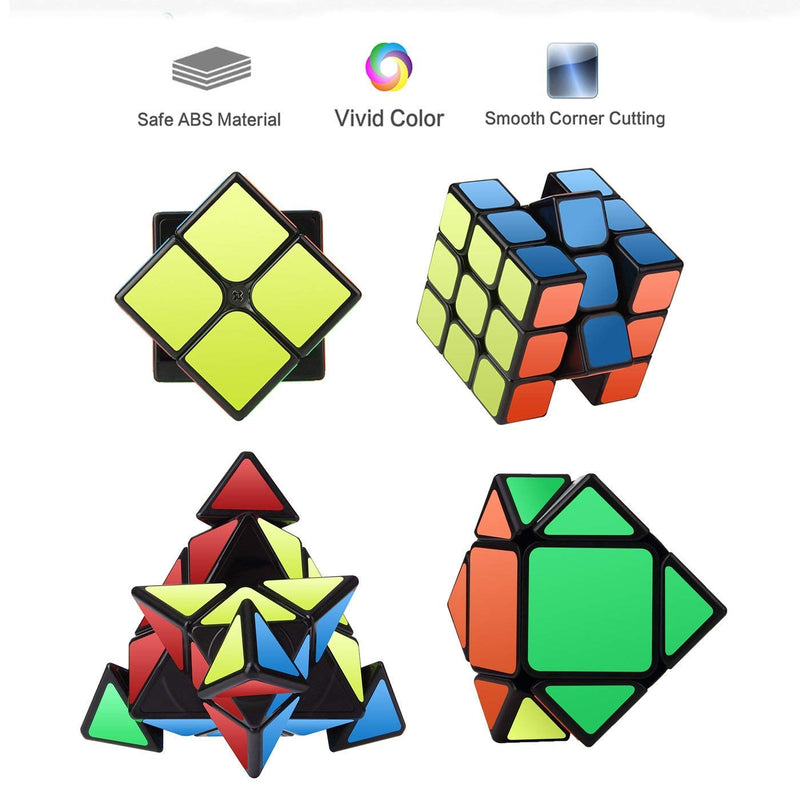 D ETERNAL Cube 2X2, 3x3, Pyraminx Triangle and Skewb Cube High Speed Magic Brainstorming Puzzle Cubes Combo Game Toy