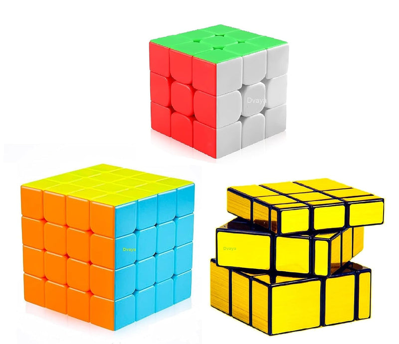 D ETERNAL Cube Combo Set of 3x3 4x4 and Mirror Puzzle Cubes Combo (3x3+4x4+Mirror Cube)