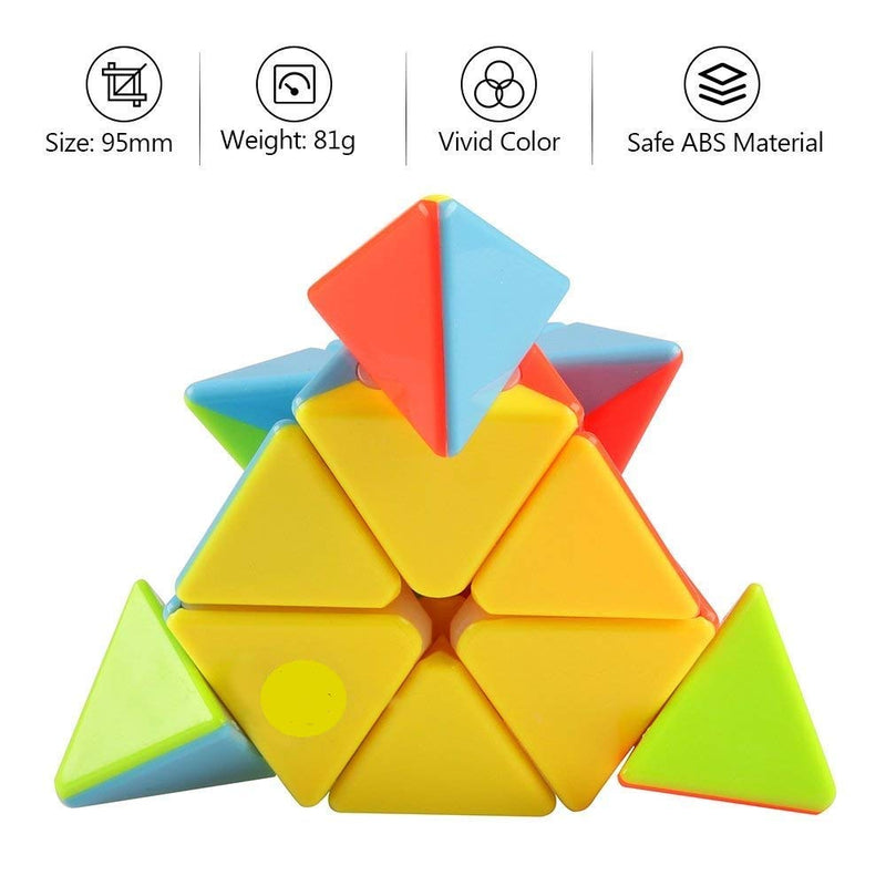 D ETERNAL Cube Combo Set of Stickerless Pyraminx Triangle Megaminx & Stickered Mirror High Speed Cube Puzzle for 14 Years and Up