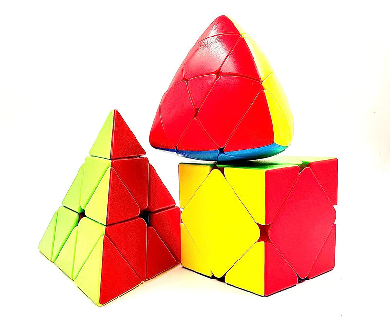 D ETERNAL Cube Set of Pyraminx Triangle Mastermorphix and Skewb Stickerless Combo Cubes Puzzles Game Toy
