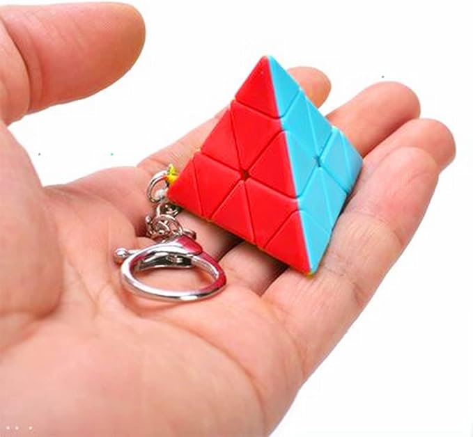 D ETERNAL Keychain Cube 3x3 Pyraminx Pyramid Triangle High Speed Stickerless Puzzle Magic Cube for Boys & Girls