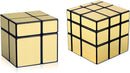 D ETERNAL Gold Mirror Cube 2x2 3x3 Speed Cube Set, 2x2x2 3x3x3 Mirror Blocks Different Shapes Puzzle Cube Gold 2 Pack