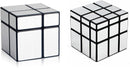 D ETERNAL Silver Mirror Cube 2x2 and 3x3 Speed Cube Set, 2x2x2 and 3x3x3 Mirror Blocks Different Shapes Puzzle Cube Silver 2 Pack
