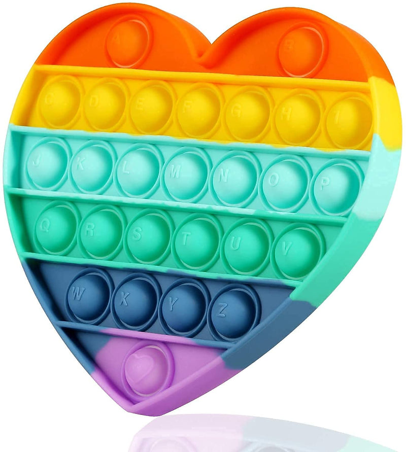 D ETERNAL Pop It Fidget Push Pop Bubble Fidget Sensory Silicone Stress Relief Sensory Toy for Kids and Adults (Heart) Multicolor