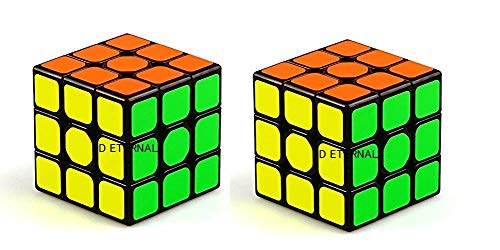 D ETERNAL Qiyi High Speed Cube Set of 2 Sail 3x3 Magic Cube Puzzle Toys,Multicolor for 14 Years and Up