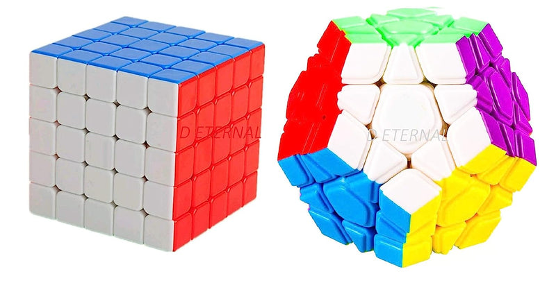 D ETERNAL Speed Cube Combo Set of 5x5 Cube and 3 Layer Megaminx High Seed Stickerless Speed Cube Puzzle Set Toy (Combo(5x5 Cube + Megaminx Cube))