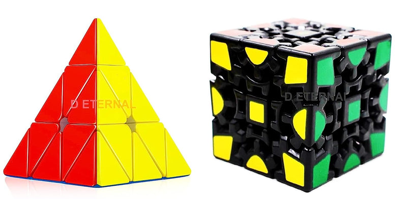 D ETERNAL Speed Cube Combo Set of Gear Cube and Pyraminx Triangle Puzzle Cube (Combo Gear+Pyramid)