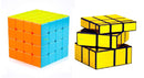 D ETERNAL Stickerless Cube Combo Set of 4x4 and Stickered Gold Mirror Puzzle Cubes Combo (4x4 Cube +Mirror Cube)