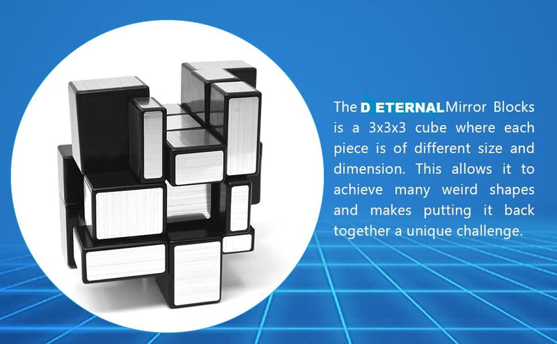 D ETERNAL Stickerless Cube Set of 2x2 and Stickered Silver Mirror Puzzle Cubes Combo (2x2 Cube +Mirror Cube) for 14 Years and Up