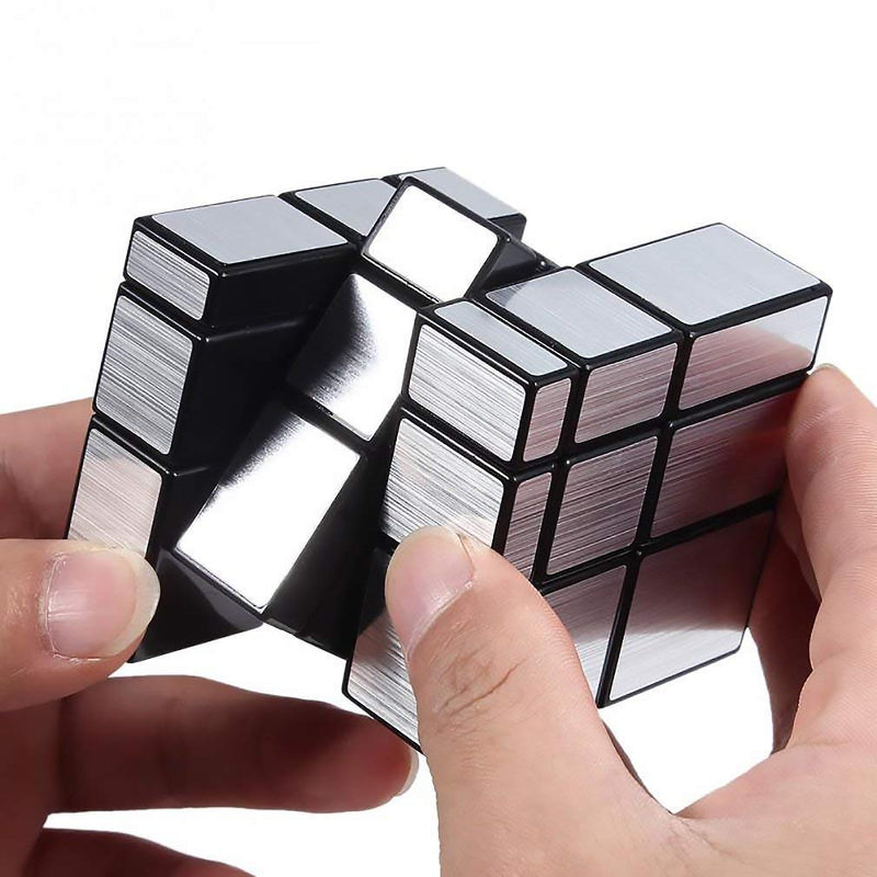 D ETERNAL Stickerless Cube Set of 3x3 and Stickered Silver Mirror Puzzle Cubes Combo for 14 Years and Up