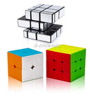 D ETERNAL Stickerless Cube Set of 2X2 3x3 and Stickered Silver Mirror Puzzle Cubes Combo…
