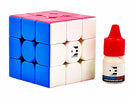D ETERNAL Cube 3x3 High Speed Stickerless Magic Puzzle & Cube 3 by 3 Lube Oil Lubricant Combo Set (3x3+Lube)