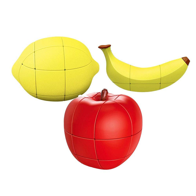 D ETERNAL Fruit Shape Stickerless Banana Cube Magic Puzzle Toy ((Banana+Apple+Lemon+Orange))