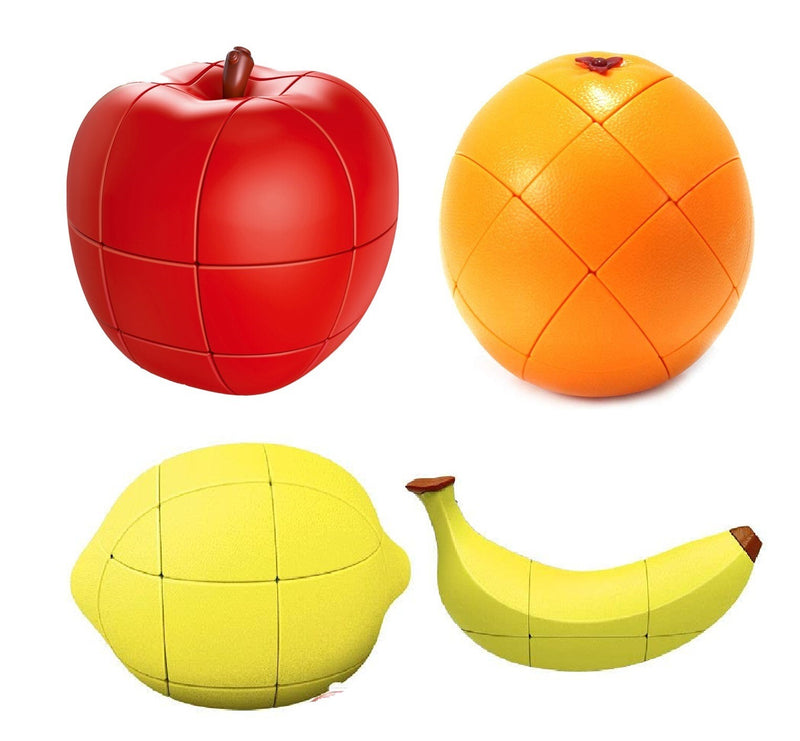 D ETERNAL Fruit Shape Stickerless Banana Cube Magic Puzzle Toy ((Banana+Apple+Lemon+Orange))