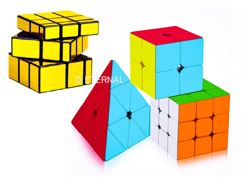 D ETERNAL Speed Cube 2x2 3x3 Pyraminx Triangle & Mirror Cube Combo
