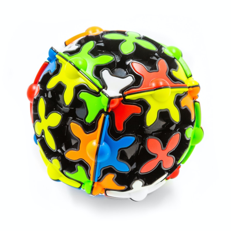 D ETERNAL QiYi Gear Cube Combo Set of Sphere Pyraminx and Cylinder Shaped Speed Magic Cube Puzzle (Tiled)