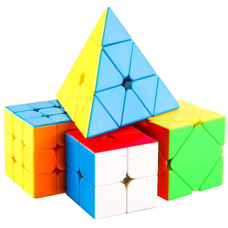 D ETERNAL 2X2, 3x3, Pyraminx Triangle and Skewb High Speed Stickerless Magic Puzzle Speed Cubes Combo