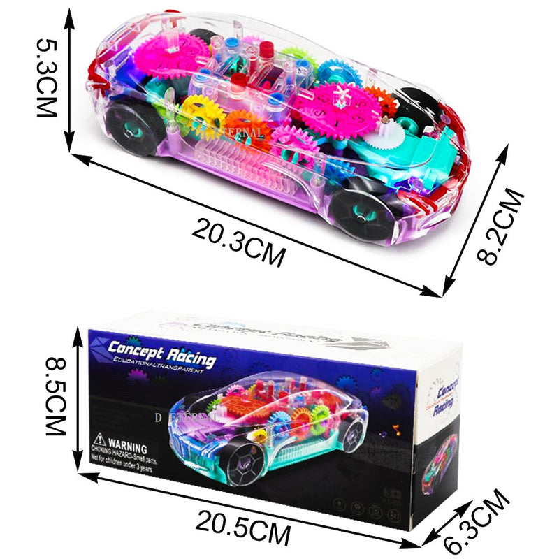 D ETERNAL Mechanical Car Toy for Kids with Gear Technology,3D Light, Musical Sound & 360 Degree Rotation