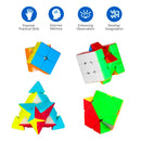 D ETERNAL 2X2, 3x3, Pyraminx Triangle and Skewb High Speed Stickerless Magic Puzzle Speed Cubes Combo