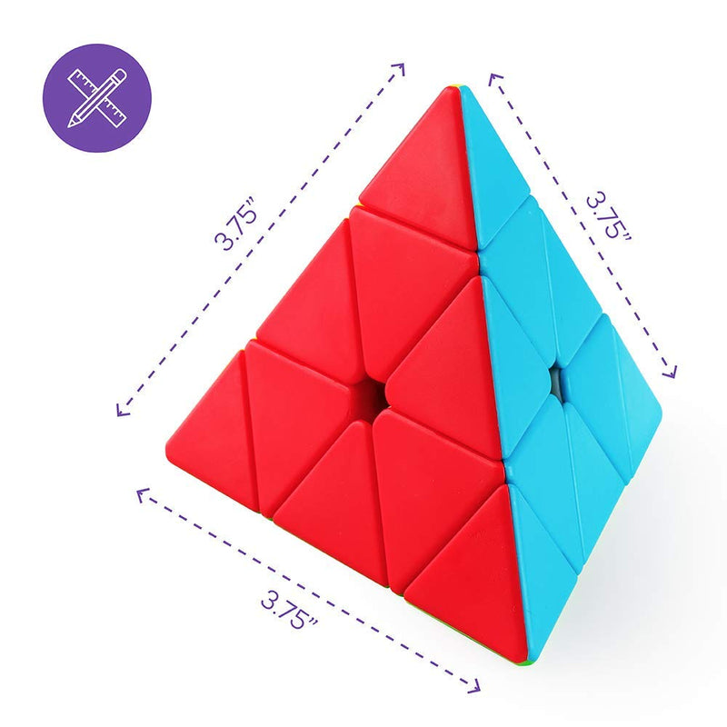 D ETERNAL Qiyi Qiming Pyramid Cube 3x3 High Speed Stickerless Triangle Pyraminx Puzzle Cube