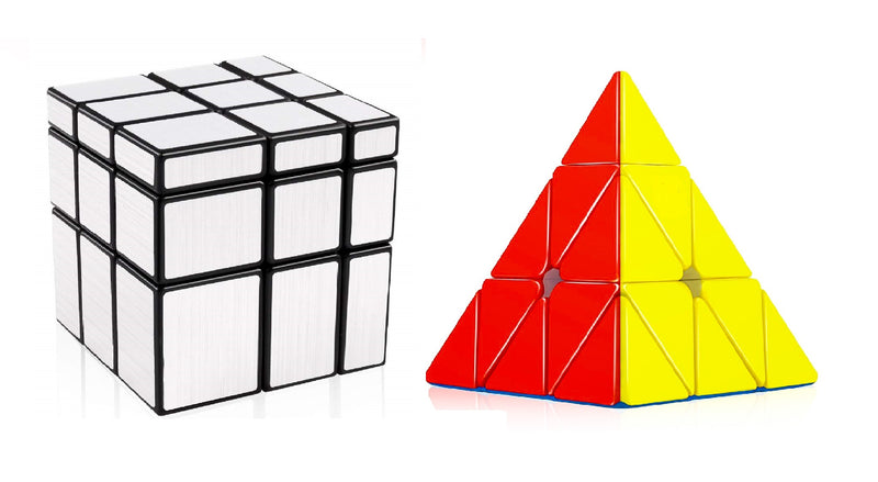 D ETERNAL Cube Combo of Mirror Cube and Pyraminx Pyramid Triangle High Speed Stickerless Magic Puzzle Cube