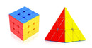 D ETERNAL Cube Combo Set of 3x3x3 and Pyraminx Pyramid Triangle High Speed Stickerless Puzzle Cube