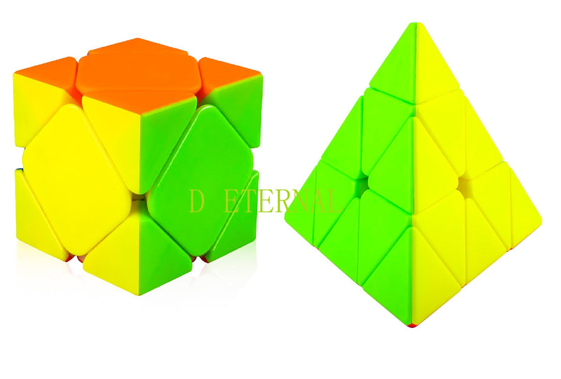 D ETERNAL Speed Cube Combo of Skewb & Pyraminx Pyramid Triangle Puzzle Cube Set