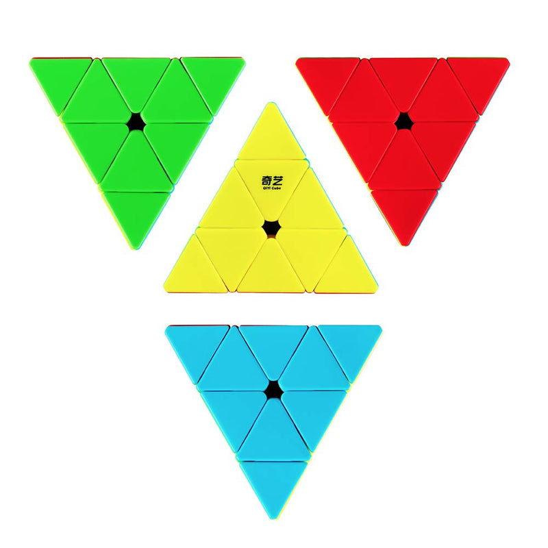 D ETERNAL Qiyi Qiming Pyramid Cube 3x3 High Speed Stickerless Triangle Pyraminx Puzzle Cube
