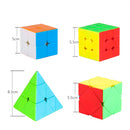 D ETERNAL 2X2, 3x3, Pyraminx Triangle and Skewb High Speed Stickerless Magic Puzzle Speed Cubes Combo