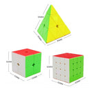 D ETERNAL Speed Cube 2X2, 4x4 and Pyraminx Pyramid Triangle Puzzle Cubes Combo Set Game