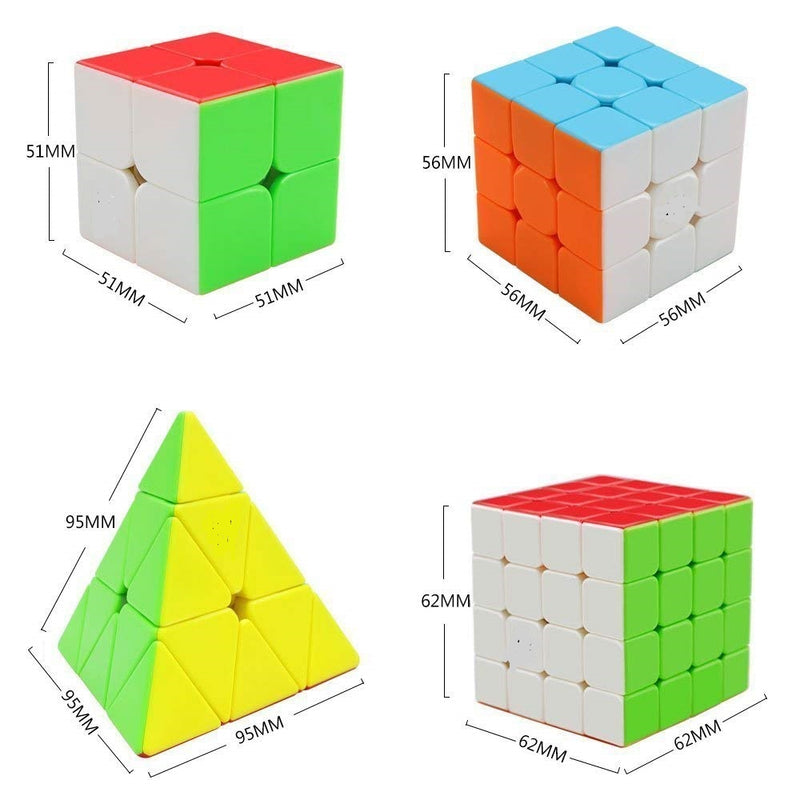 D ETERNAL Speed Cube Combo Set 2X2 3x3 4x4 and Pyraminx Pyramid Triangle Puzzle