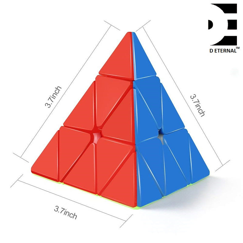 D ETERNAL Cube Combo Set of 3x3x3 and Pyraminx Pyramid Triangle High Speed Stickerless Puzzle Cube