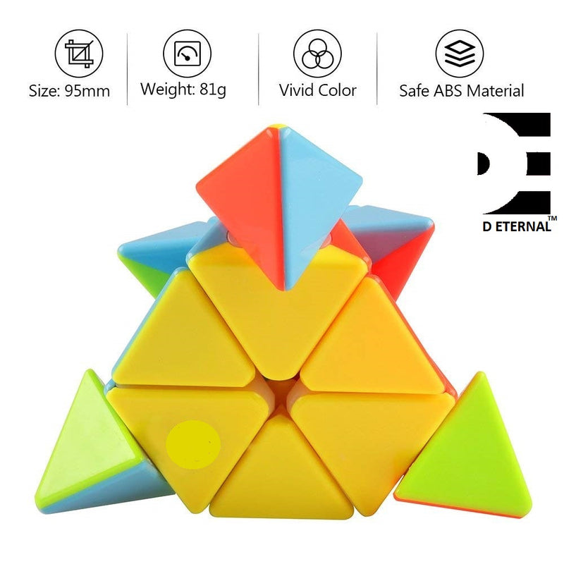 D ETERNAL Cube Combo Set of 3x3x3 and Pyraminx Pyramid Triangle High Speed Stickerless Puzzle Cube