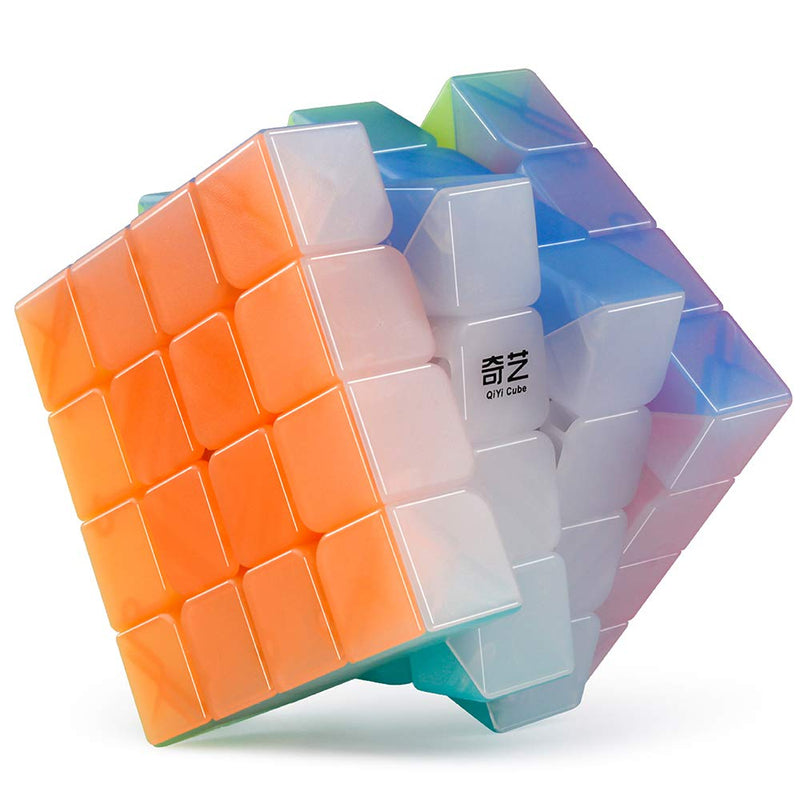 D ETERNAL QIYI Cube 4x4 High Speed Stickerless Jelly Edition Magic Puzzle Cube