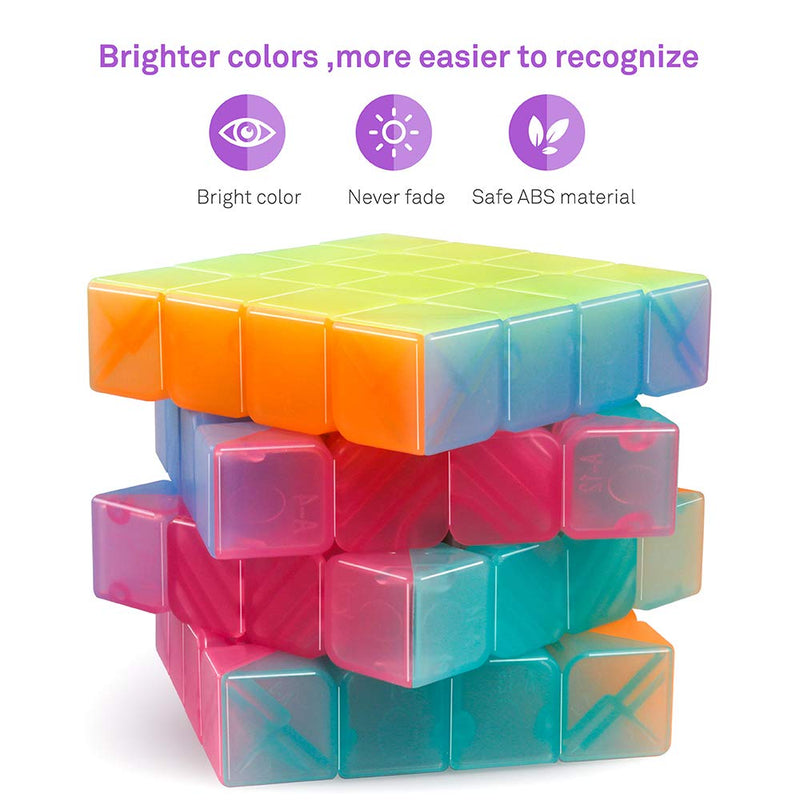 D ETERNAL QIYI Cube 4x4 High Speed Stickerless Jelly Edition Magic Puzzle Cube