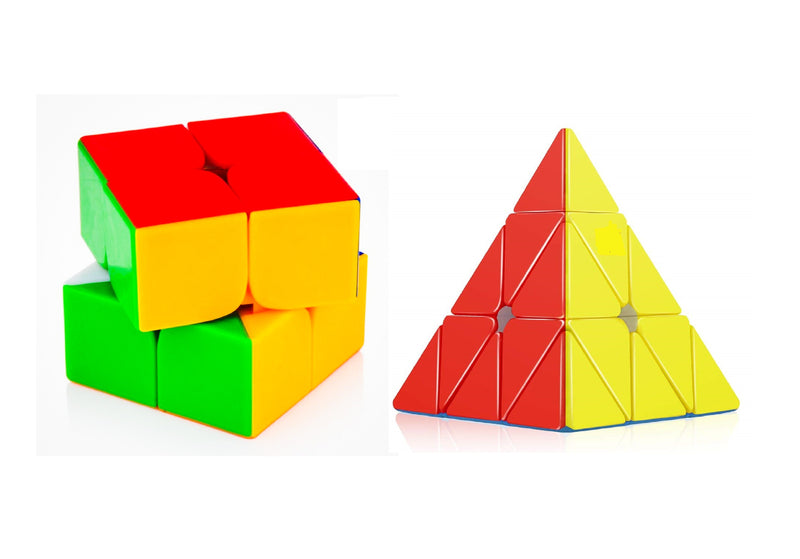 D ETERNAL Cube Combo of 2x2 and Pyraminx Pyramid Triangle High Speed Stickerless Magic Puzzle Cube