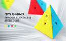 D ETERNAL Qiyi Qiming Pyramid Cube 3x3 High Speed Stickerless Triangle Pyraminx Puzzle Cube
