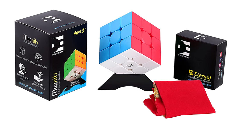 D ETERNAL Magnity 3M Cube 3x3 (Magnetic) Stickerless Magic Speed Cube Puzzle Game for Kids (Magnity 3M 3x3 (Magnetic))