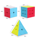 D ETERNAL Premium High Speed Stickerless Magic Cube Combo Set of 2x2 3x3 and Pyraminx Triangle Magic Cube Puzzle Toys