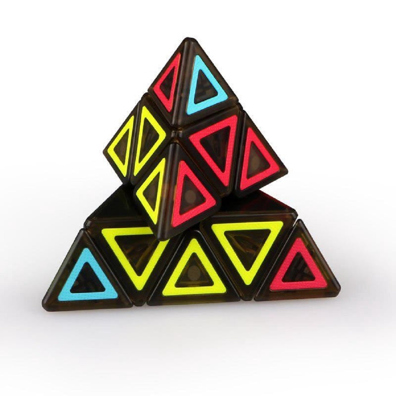 D ETERNAL Qiyi Dimension Pyramid Cube 3x3 High Speed Stickerless Triangle Pyraminx Puzzle Cube